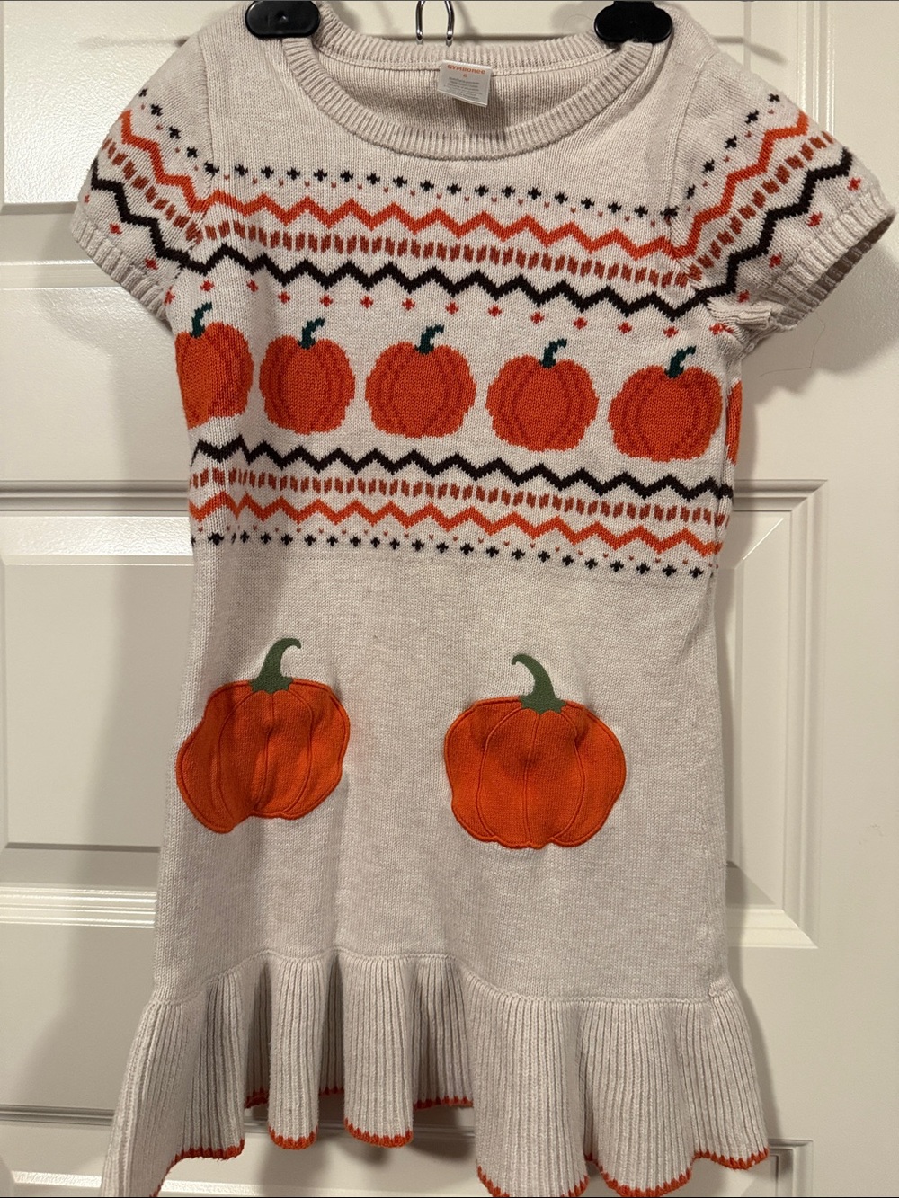 Gymboree Cream and Orange Knit Sweater with Black Accents